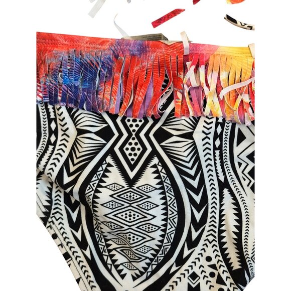 Raisins Bikini Set Womens Size Large Fringe Halter & Tropical Design Multi-Color - Picture 7 of 7